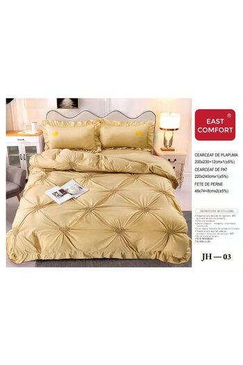 FIONNA.RO Bed Linen With Embroidered Hearts - Straw Yellow