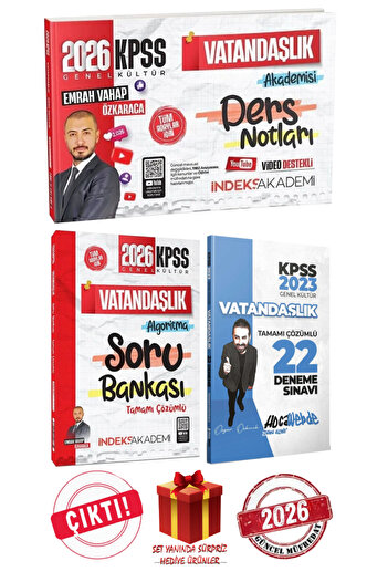 İndeks Akademi 2026 İndeks Akademi KPSS Emrah Vahap Özkaraca Ders Notları+Vatandaşlık Soru Bankası+Deneme