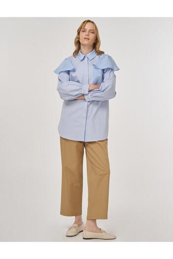 KYR Ruffle Detailed Cotton Tunic Blue