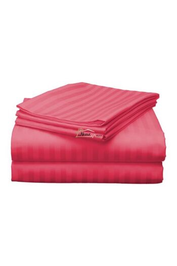 HomePuls Double Bed Sheet Damask Polycotton Stripe 1 cm, 220 x 230 cm, Persian Red