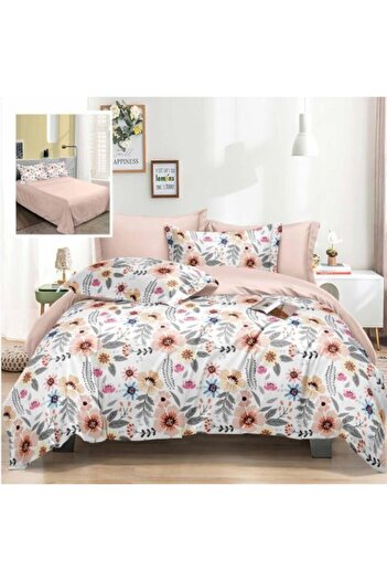 RALEX PUCIOASA Double Bed Linen Finet Cotton Elegance 6 pieces with floral patterns, Pink, Ralex Pucioasa
