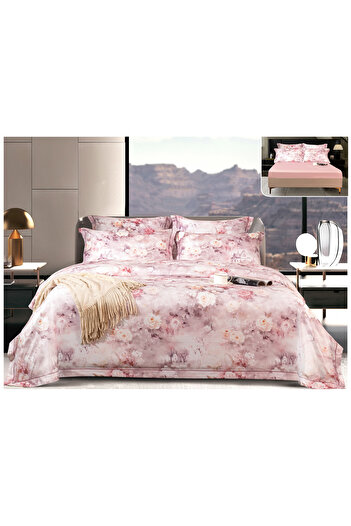 FIONNA.RO Premium Elastic Satin Bed Linen - Pastel Roses