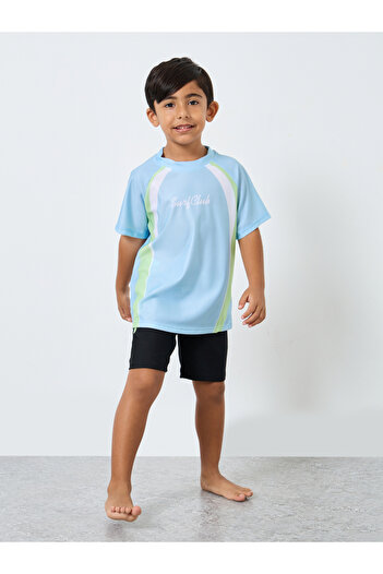 Styli Set of 3 - Printed Raglan Sleeve Swim Top, Shorts and Cap