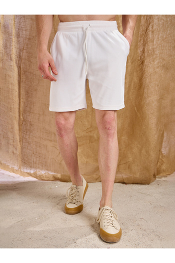 Mascln Sassafras By Styli Men White Waffle Textured Straight Fit Shorts