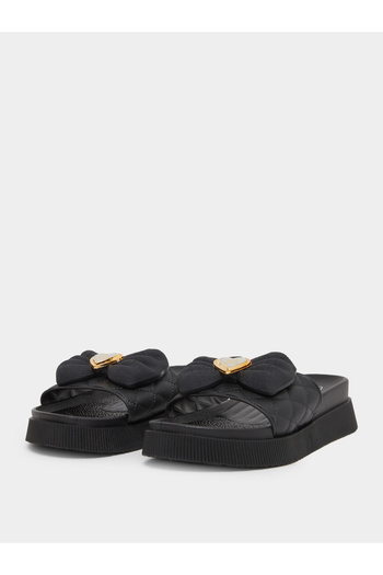 Take Two By Styli Bow Decoration Textured Flat Sandal