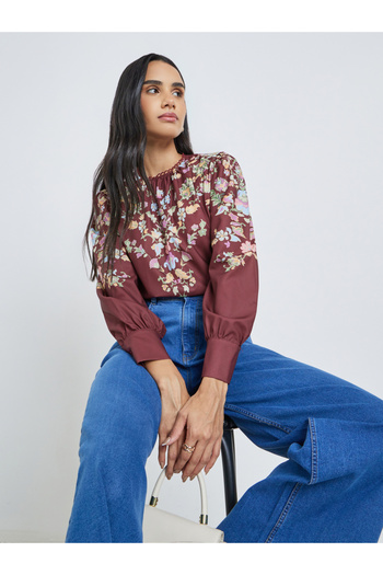 Styli Floral Print Regular Fit Blouse