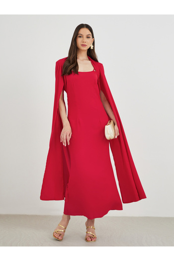 Styli Strappy Bodycon Dress and Cape Sleeve Crop Jacket Co-Ords