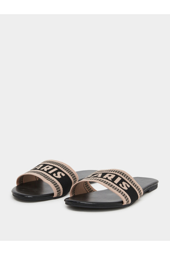 Take Two By Styli Slogan Strap Flat Sandals