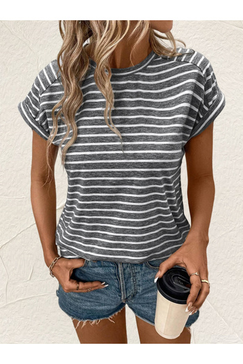 Styli Striped Round Neck Short Sleeve T-Shirt