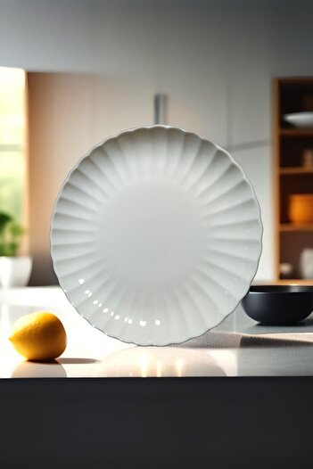 Kütahya Porselen Bone Luz Form Pasta Set 6 Pieces 21cm White Bnlzf21Dus600