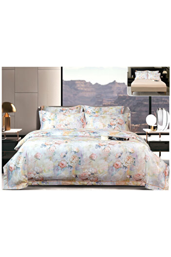 FIONNA.RO Premium Elastic Satin Bed Linen - Watercolor Roses