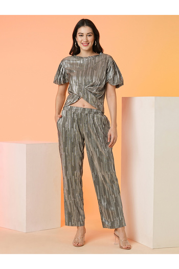 Globus By Styli Striped Front Twist Top and Trousers Co-Ords