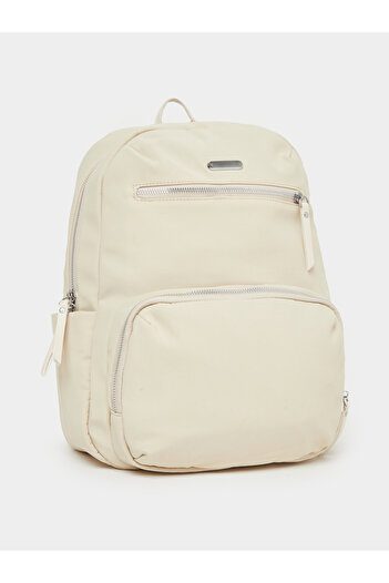 Styli Women Cream Front Zipped Backpack