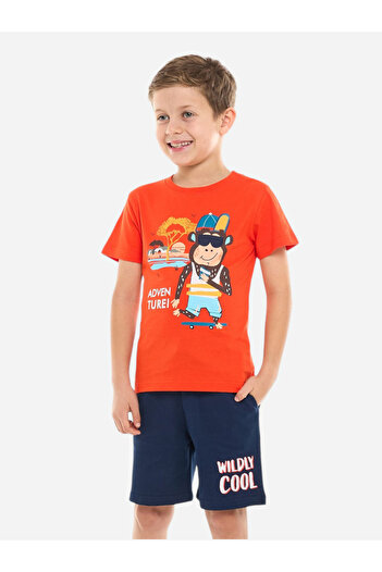 Victor and Jane By Styli Boys Graphic Print Cotton T-Shirt and Shorts Set