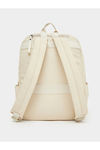 Styli Women Cream Front Zipped Backpack