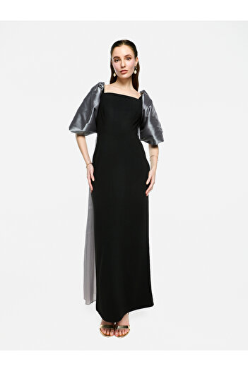 House of Moda By Styli Puff Sleeves Square Neck Maxi Dress