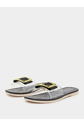 Take Two By Styli Buckle Decoration Transparent Vamp Flat Sandals