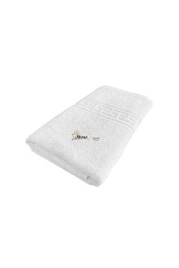 Ralex Bath Towel 50 x 90 cm Greek Border 100% Cotton Luxury 650 gr/sqm, White