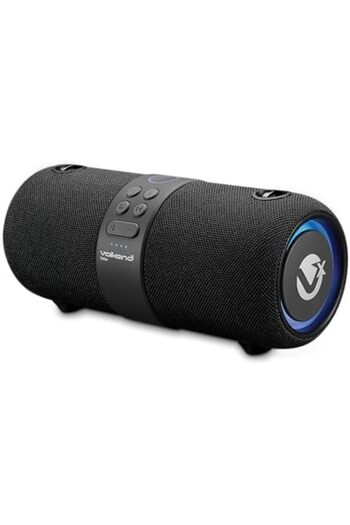 Volkano AquaBeats: مكبر صوت بلوتوث محمول مع صوت غامر ومقاومة للماء IPX6 - أسود