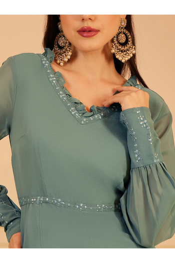 INDO STREET By Styli Embellished Balloon Sleeve V-Neck Jumpsuit