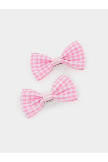 Styli Pink Checked Bow Hair Clip