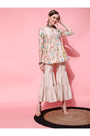 INDO STREET By Styli Floral Print Empire Kurti and Sharara Set