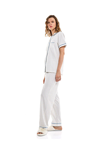 R&B Ivory WoMen's's Plaid Pyjama Set