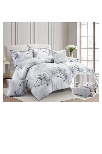 smart home Premium Double bedspread made of 100% microfiber, reversible bed cover, 6-piece set, 260x240cm