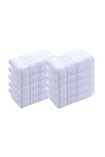 Ralex Package of 10 bath towels 70 x 140 cm 100% Cotton Greek Border 550 GSM, White
