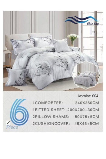 smart home Premium Double bedspread made of 100% microfiber, reversible bed cover, 6-piece set, 260x240cm