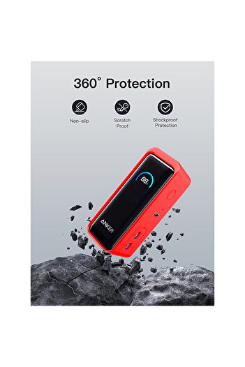 O Ozone Anker Prime Power Bank 9600mAh 65W Case Cover with Lanyard | Silicone Series | Red