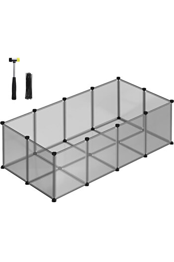 SONGMICS Țarc pentru animale de companie, plastic, DIY, configurabil, 143x73x46cm, gri