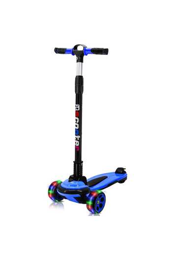 Elindor Trotinetă pliabilă pentru copii cu 3 roți LED, 5-14 ani, înălțime reglabilă 80-120 cm, albastră
