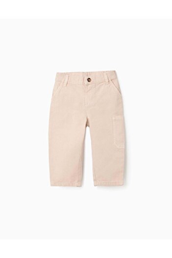 Ziddy Cotton Cargo Trousers for Baby Boys, Beige