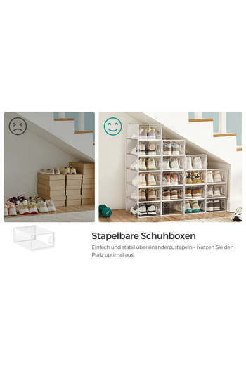 OEM SONGMICS Shoe Boxes, Set of 18 Stackable Organizers, Durable ABS Structure, 34x23x14cm