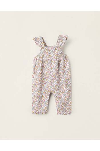 Ziddy Floral Cotton Jumpsuit for Newborn Girls, Multicolour