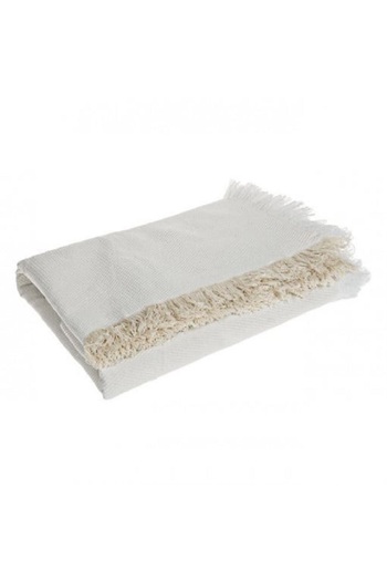 OEM Decorative blanket with fringes, size 180x160 cm, Ecru