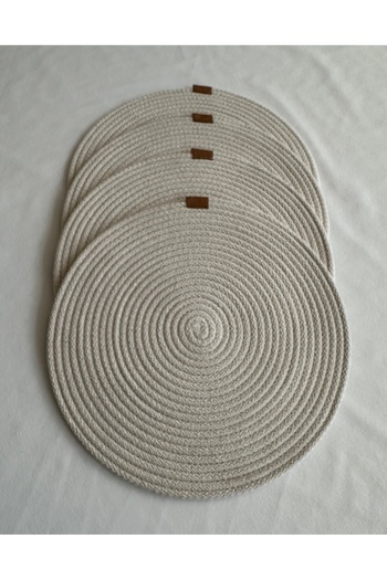HHKARTS Round Placemat, Table Decor Supla White 33cm Set of 4
