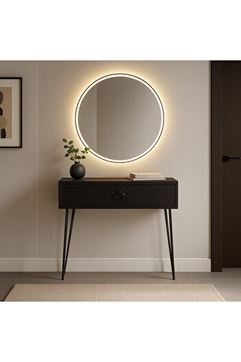 Egecan Mobilya Siyah Metal Ayaklı Modern Dresuar – 80x20x20 cm, Suntalam, Minimalist Antre ve Salon Konsol Dolabı