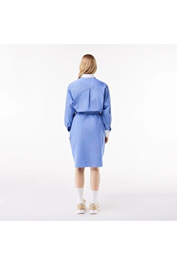 Lacoste Women's Long Sleeved Striped Cotton Poplin Dress