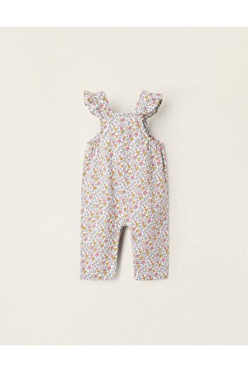 Ziddy Floral Cotton Jumpsuit for Newborn Girls, Multicolour