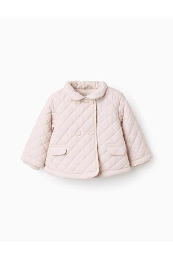 Ziddy Quilted jacket with removable hood for newborn girls, beige