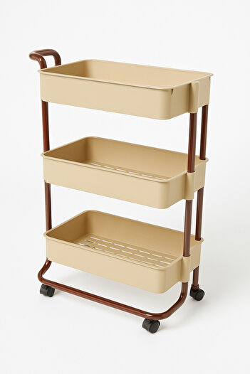 TSUMAB 3-Tier Multipurpose Storage Trolley – Brown & Beige