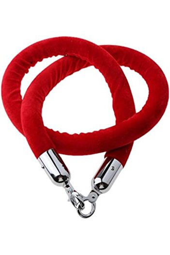 Generic Velvet Stanchion Rope with Chrome Hooks, 1.5m, Red