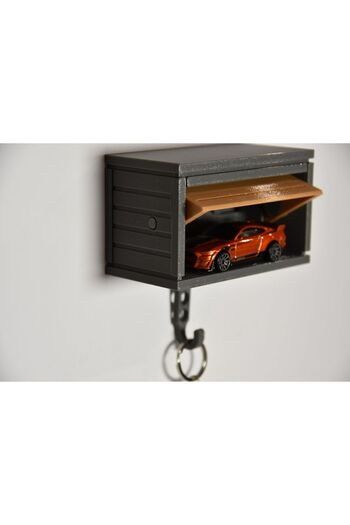 OEM Garage Key Holder with Door Opening, Mini Garage Design, Gray/Brown