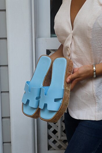 Şan's Shoes Синій колір Грибний каблук Жіночі капці