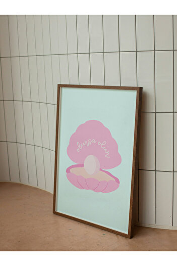 studio duha 'If It's Gonna Happen' Poster - Motivational Pinterest Frameless Poster with Pink Mussel and Pearl Illustration