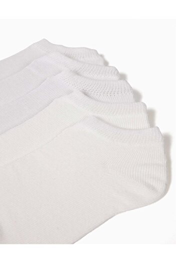 Ziddy Pack of 5 Pairs of Plain Ankle Socks for Boys, White