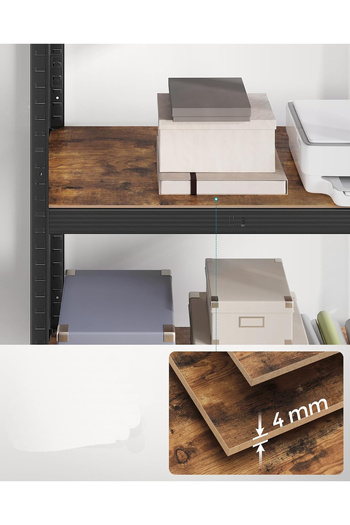 SONGMICS Raft de depozitare metalic, cu polite din PAL, 5 polite, max. 600 kg, 200x100x50cm, maro