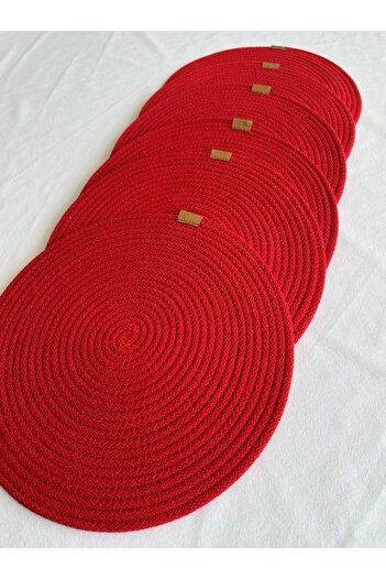 HHKARTS Round Placemat, Table Decor Supla Red 33cm Set of 6